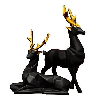 Black Resin Rein Deer ( Set of 2 )
