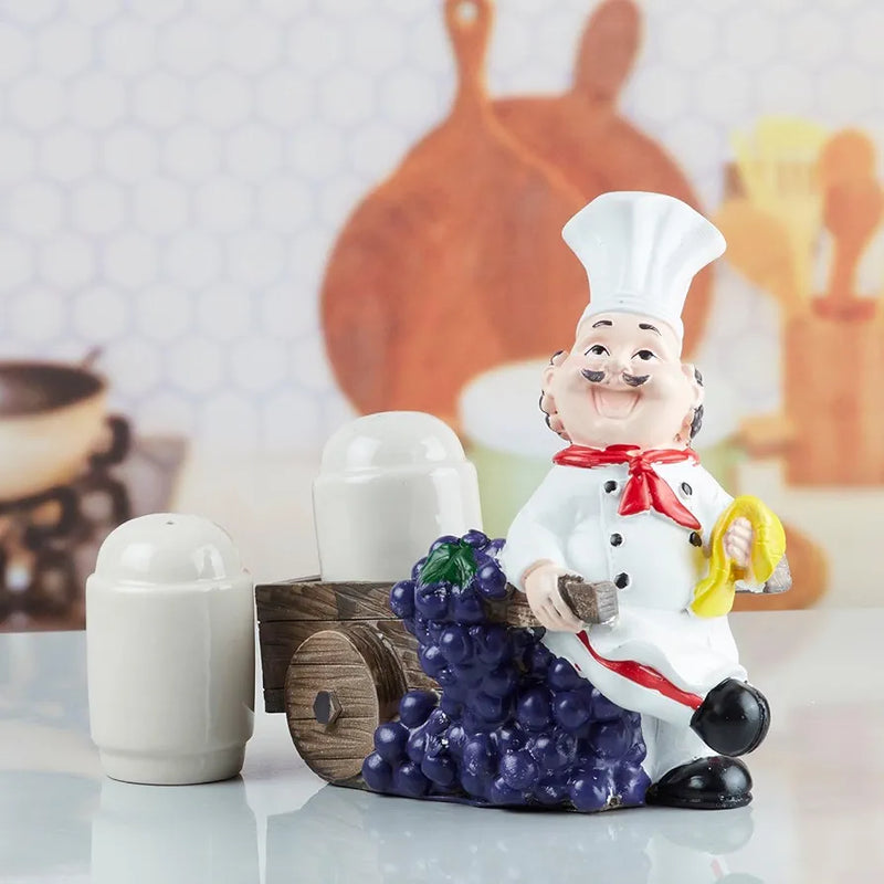 Chef With Trolley Salt & Pepper Holder