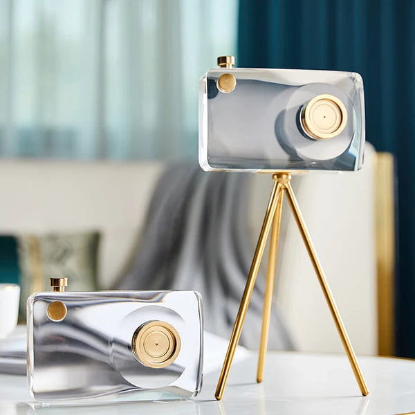 Modern Luxury Crystal Camera Sculpture