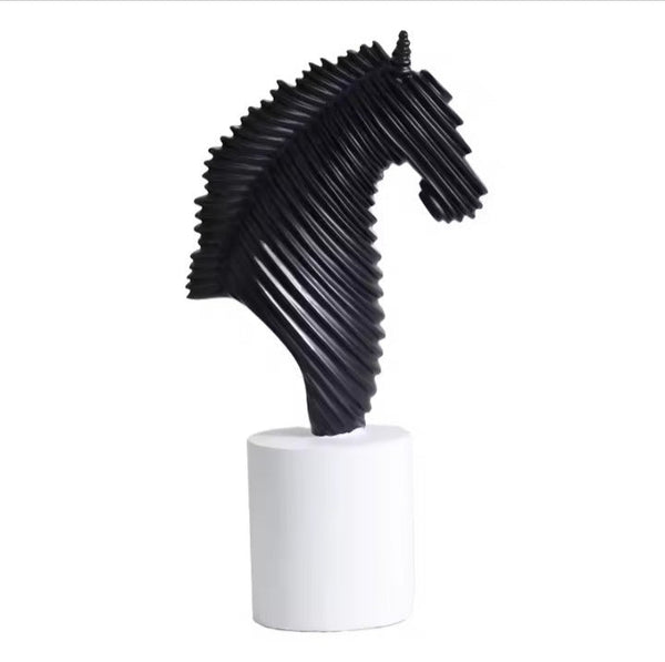 Abstract Striped Horse Head Mascot Animal Sculpture