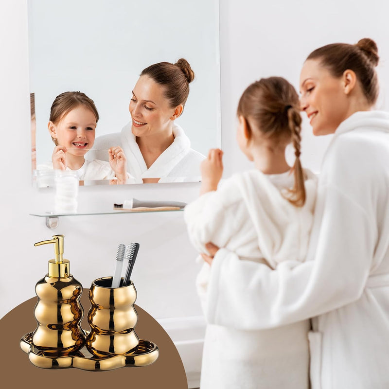 3-Piece Ceramic Bathroom Accessories Set with Tray
