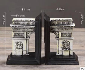 France Triumphal Arch Building Bookends | Home Décor