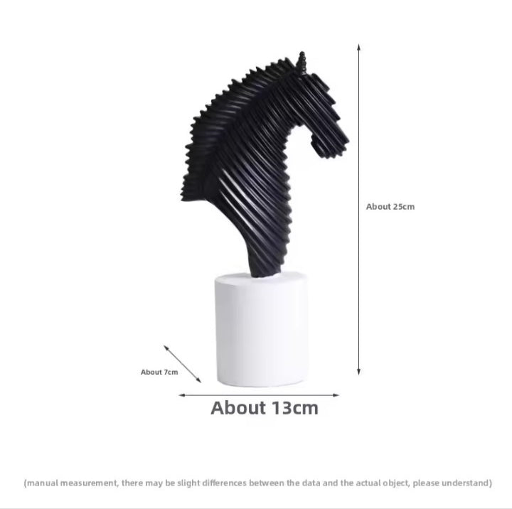 Abstract Striped Horse Head Mascot Animal Sculpture