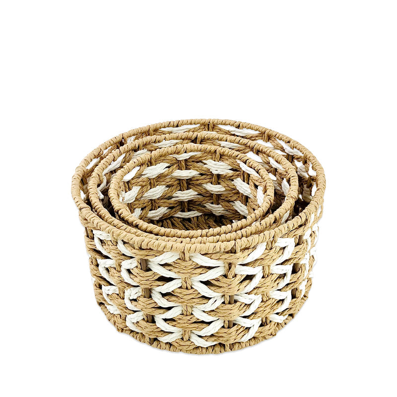 Round zag Jute Towel Basket (Set of 3)