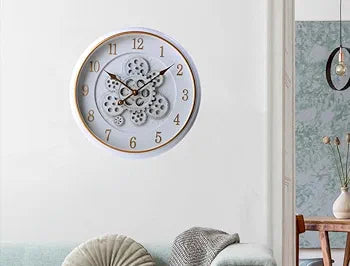 Vintage Rustic Wall Clock with Moving Gears