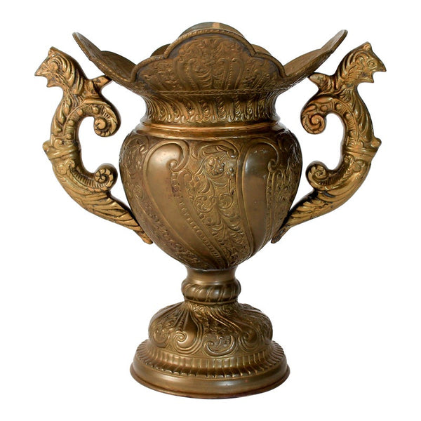 Vintage Brass Urn Vase With Dragon Handles