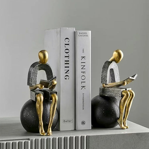 Modern Abstract Reading Figure Sculpture Bookend