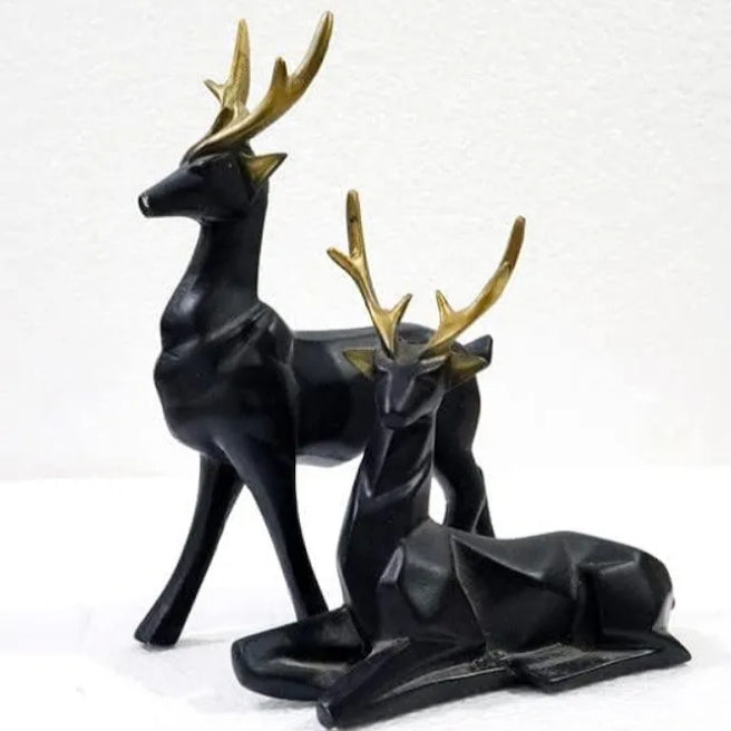 Black Resin Rein Deer ( Set of 2 )
