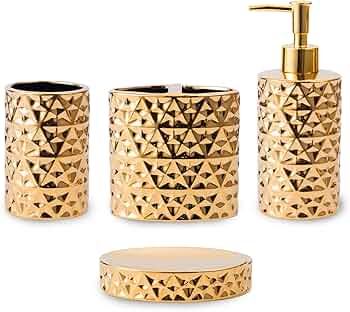 Gold Bathroom Accessory Sets 4 Piece