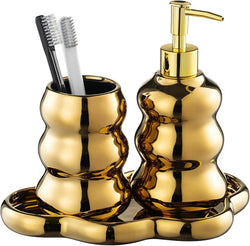 3-Piece Ceramic Bathroom Accessories Set with Tray