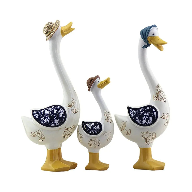 3Pcs Garden Duck Statue Family of Three Ducks Figurine Sculpture