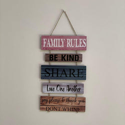 Rustic Wooden Family Rules Sign