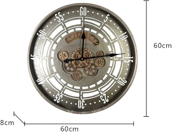 Nom-Ticking Wall Clock With Moving Gear