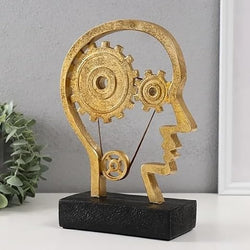 Artistic Sculpture 'Wheels of the Brain and Human Head'