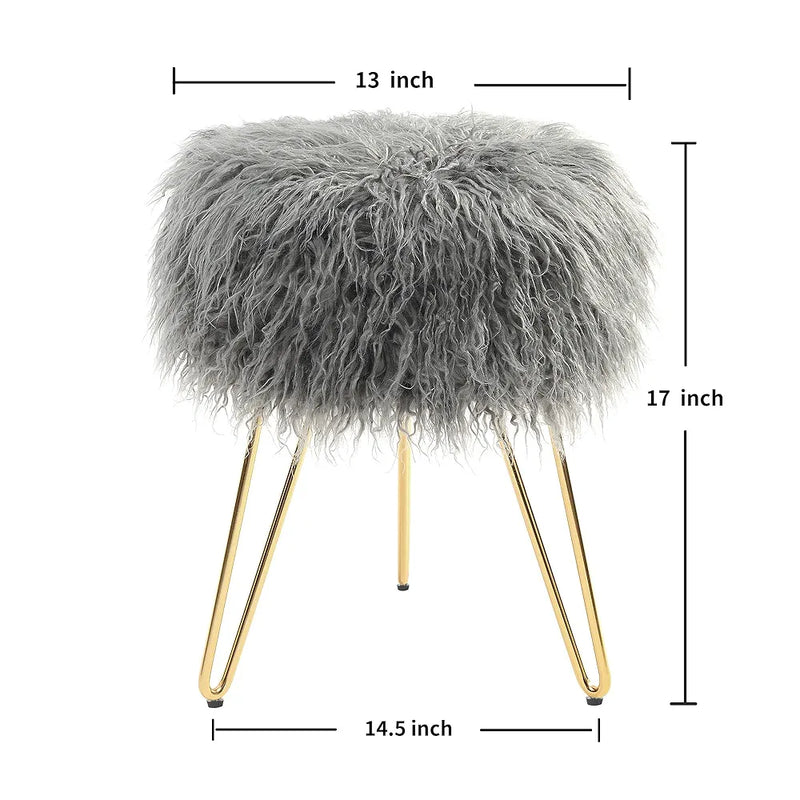 Fur Fuzzy Bedroom Stool