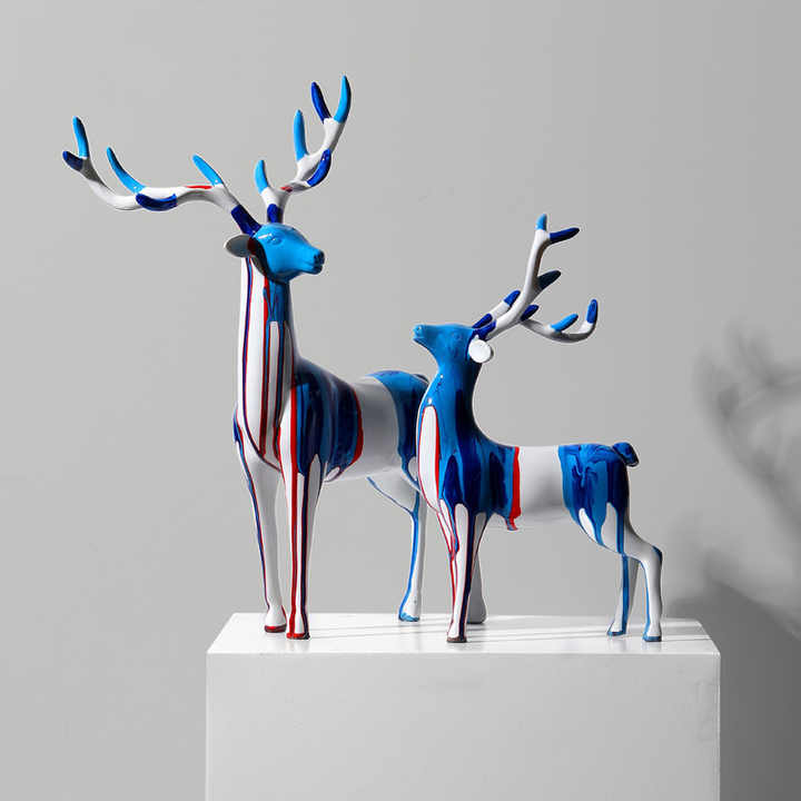 Bluish Textured Deer (Set Of 2)