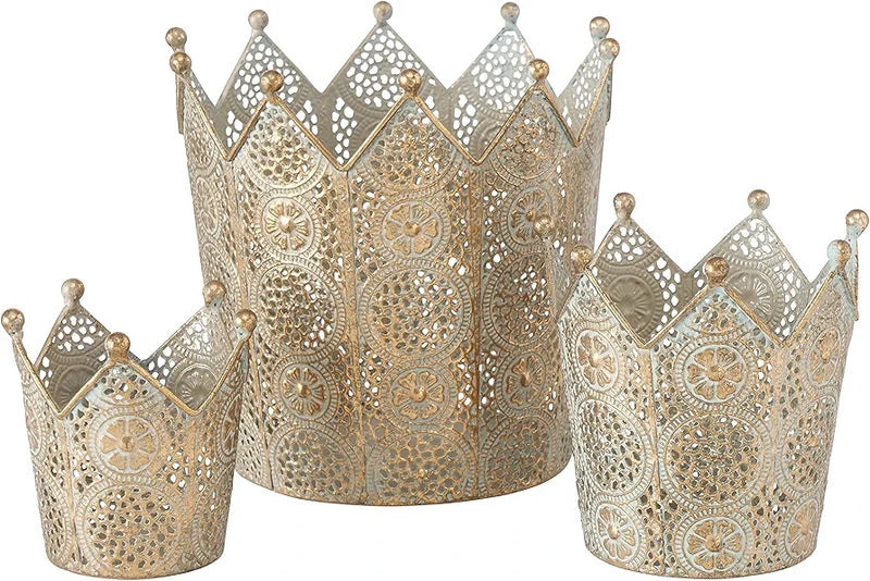 3 Piece Circular Crown Candle Holder Set