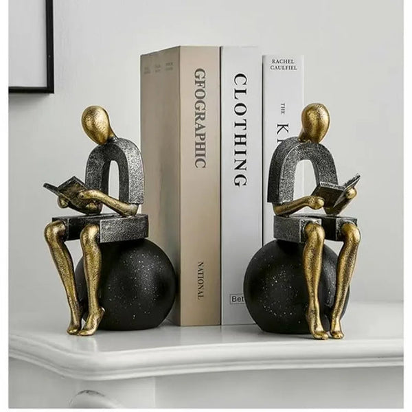 Modern Abstract Reading Figure Sculpture Bookend