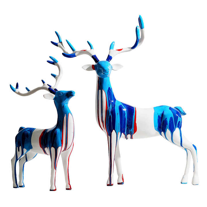 Bluish Textured Deer (Set Of 2)