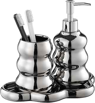 3-Piece Ceramic Bathroom Accessories Set with Tray