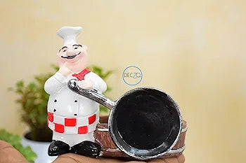 Chef Holding Fry Pan Salt and Pepper Shaker Holder