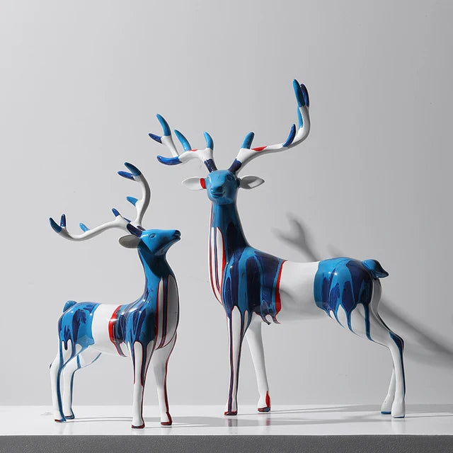 Bluish Textured Deer (Set Of 2)