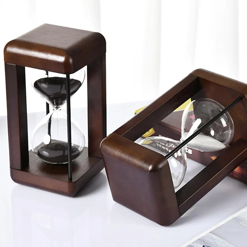 Elegant 30/60Minute Walnut Hourglass Timer