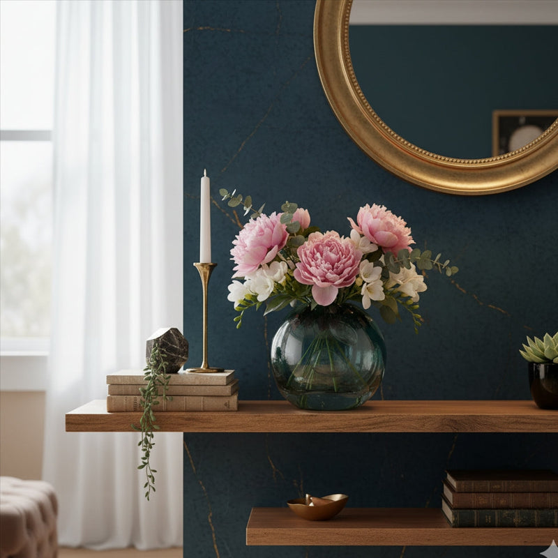 Oval Green Glass Vase