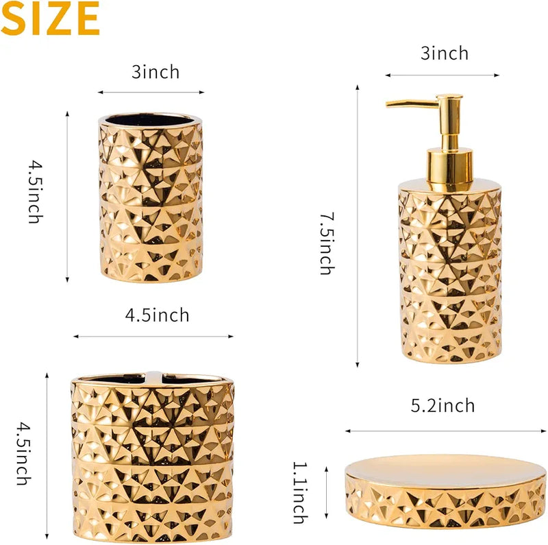 Gold Bathroom Accessory Sets 4 Piece