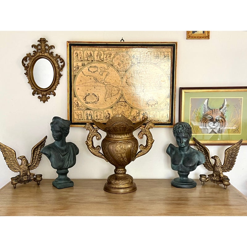 Vintage Brass Urn Vase With Dragon Handles