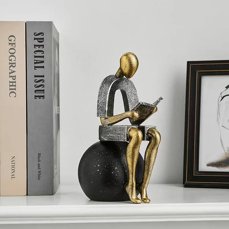 Modern Abstract Reading Figure Sculpture Bookend