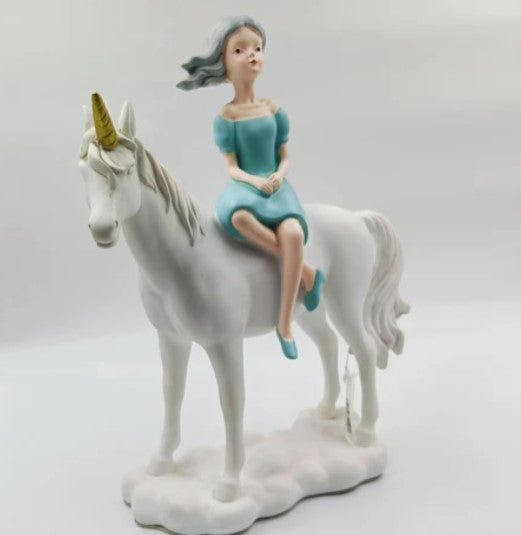 Polystone Unicorn Girl Showpiece