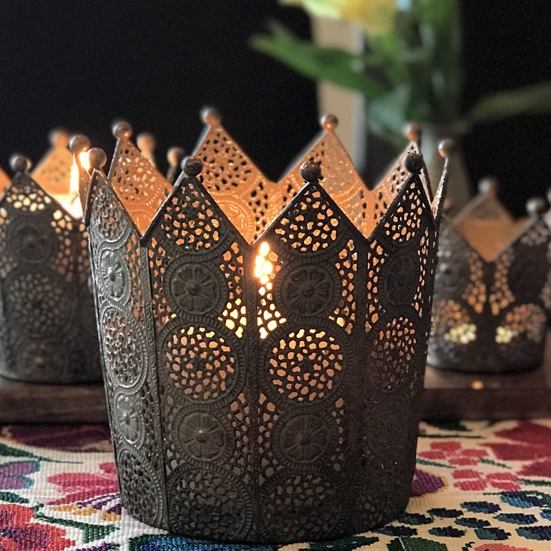 3 Piece Circular Crown Candle Holder Set