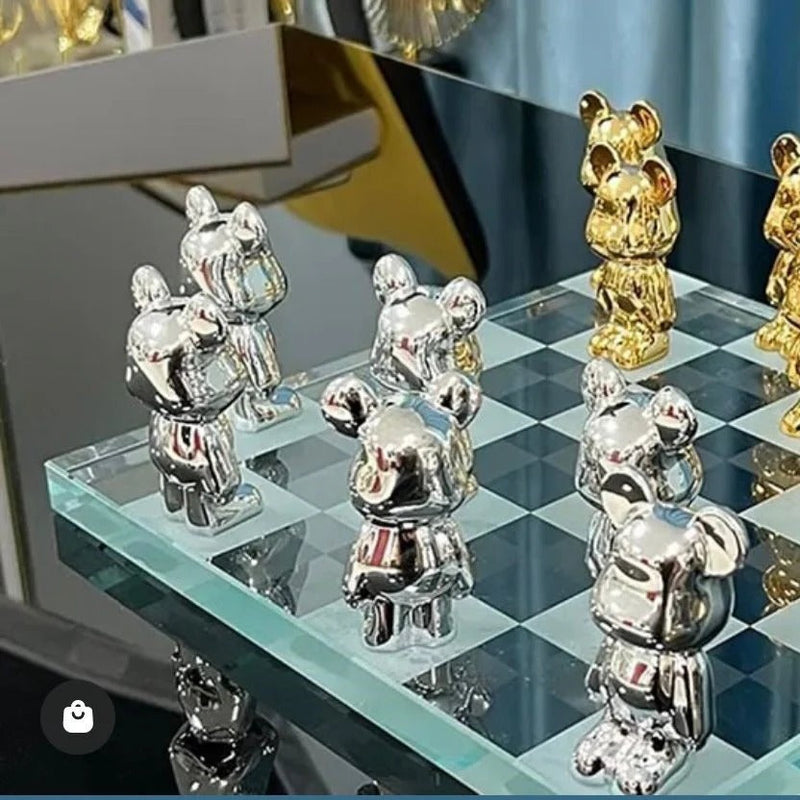 Luxury Chess Game Board With Gloomy Bear Pieces