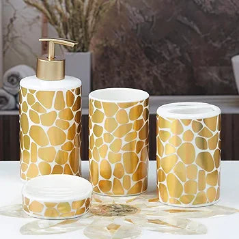 Golden Ceramic Bathroom Accessories Set