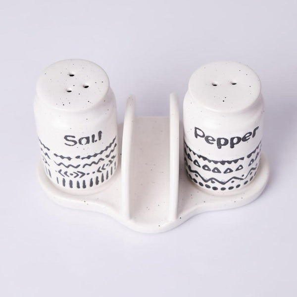 Ceramic Salt Pepper Container Set with Tray