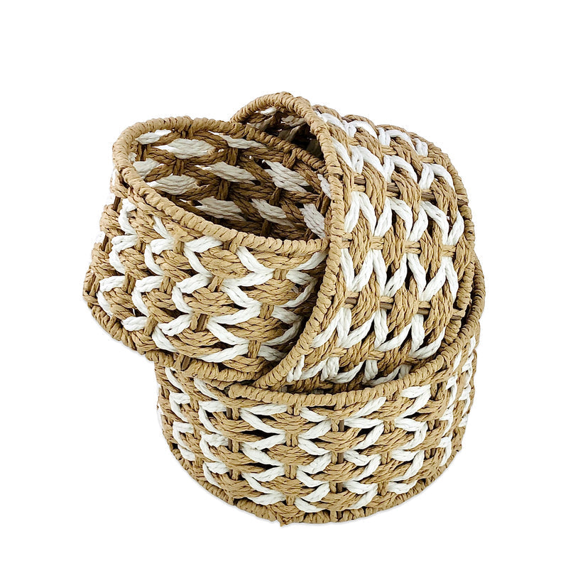 Round zag Jute Towel Basket (Set of 3)