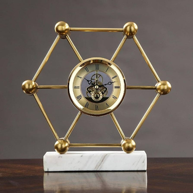 Hexagon Mantel Marble Clock