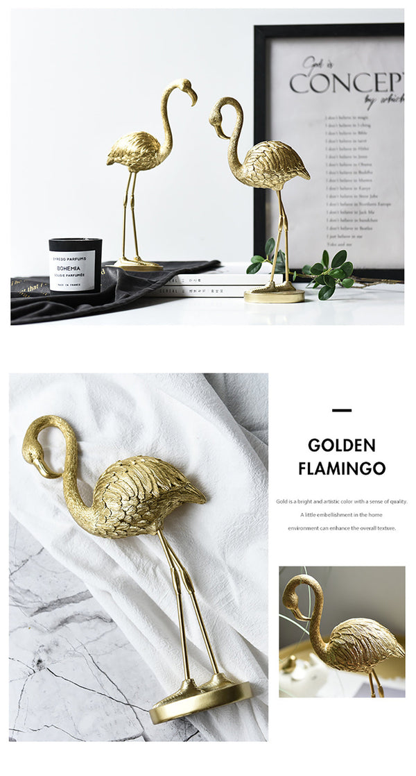 Golden Flamingo Statue