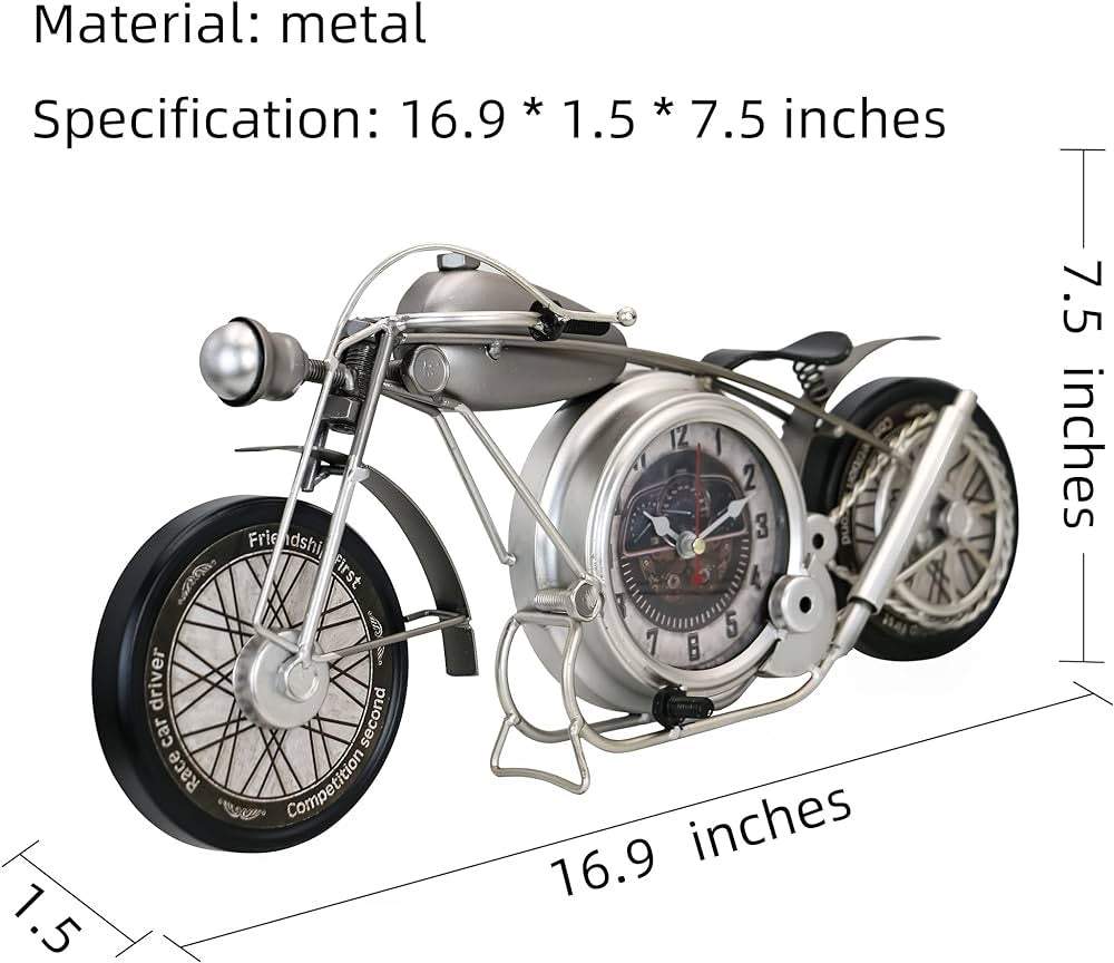 Retro Metal Motorcycle Table Clock