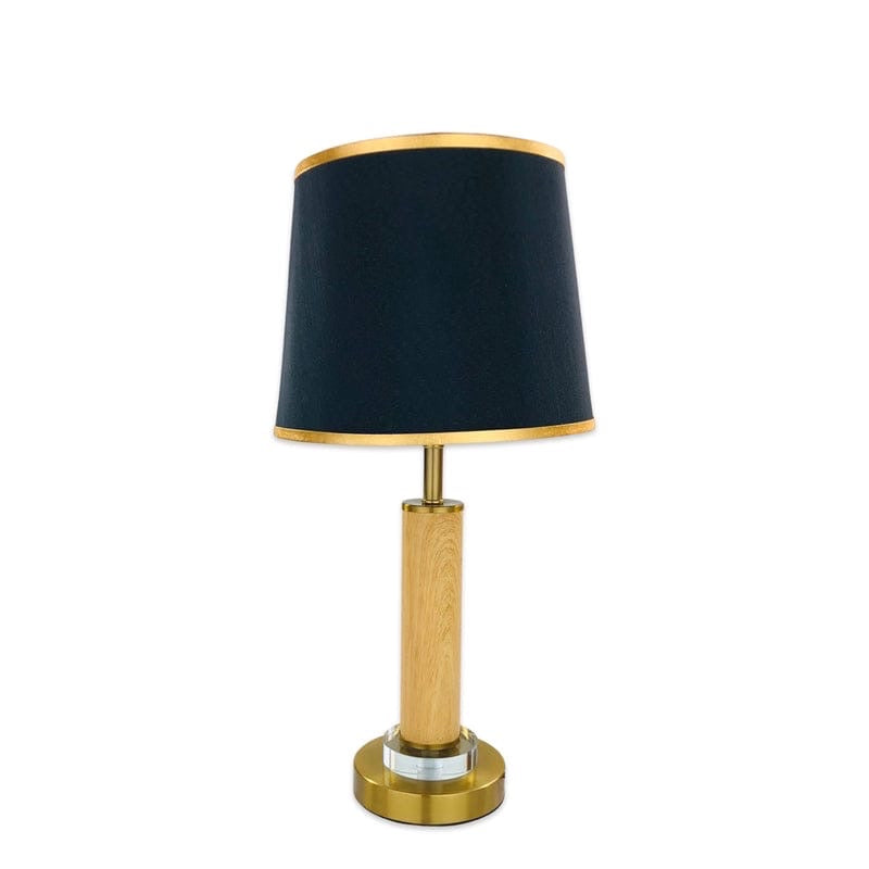 Wooden Texture & Gold Brass Table Lamp