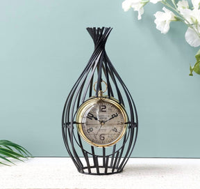 Black Bird Cage Gold Hanging Table Clock - Vitange Kitchen Clock