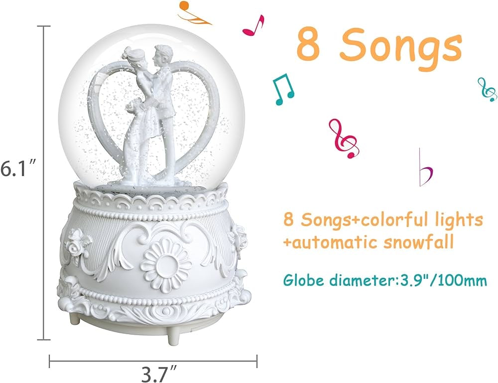 Musical Snow Couple Globe Ornament