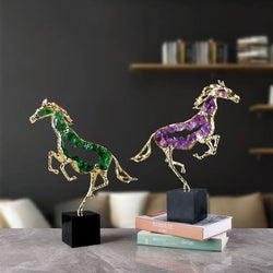 Amethyst Horse Marble Base Decor