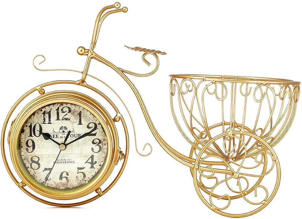 Golden Tricycle Seat Clock